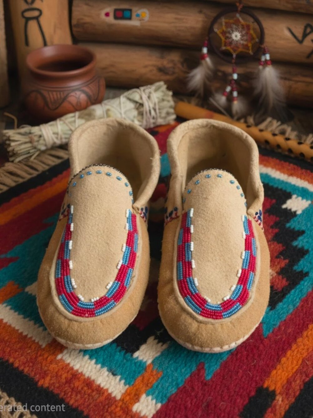 Vintage 1970's Native Americam Beaded Moccasins #2
